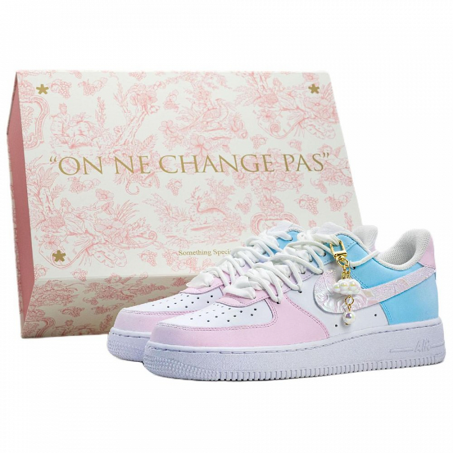 Nike Air Force 1 Drifting Love Box Included Wear-Resistant Height Increasing Low-Top Skateboard Shoes Unisex Blue Pink купить в интернет-магазине Yoocart с быстрой доставкой по России.