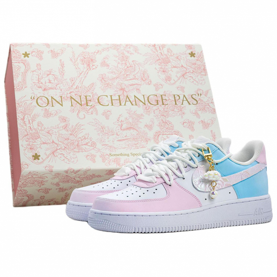 Nike Air Force 1 Drifting Love Box Included Wear-Resistant Height Increasing Low-Top Skateboard Shoes Unisex Blue Pink купить в интернет-магазине Yoocart с быстрой доставкой по России.