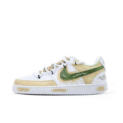 Nike Court Vision 1 Anti Slip Wear Resistant Low Top Skateboard Shoes Men's White Yellow Green