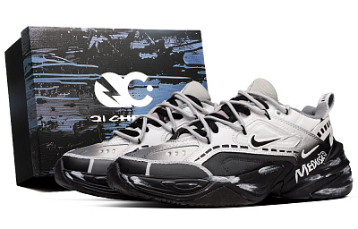 Nike M2K Tekno Xingji Travel Cushioning, Wear Resistant Low Top Chunky Sneakers Unisex Black White