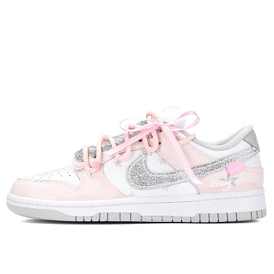 Nike Dunk Mercury Abrasion Resistant Low Top Skateboard Shoes Women's Silver Pink