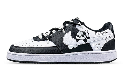 Nike Court Vision Slip-Resistant Low-Top Skateboard Shoes Unisex Black White