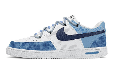 Nike Court Vision 1 Anti Slip Wear Resistant Low Top Skateboard Shoes Men's White Blue