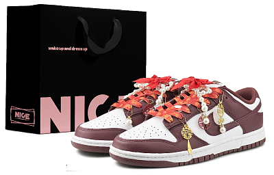 Nike Dunk Abrasion Resistant Low Top Skateboard Shoes Unisex Burgundy White
