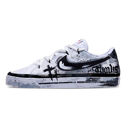 Nike Court Legacy Gothic Sacrifice Anti Slip Wear Resistant Low Top Skateboard Shoes Men's Black White