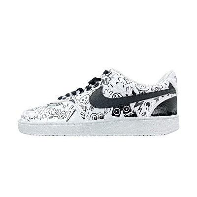 Nike Court Vision 1 Skateboard Shoes Men Low-Top White Black