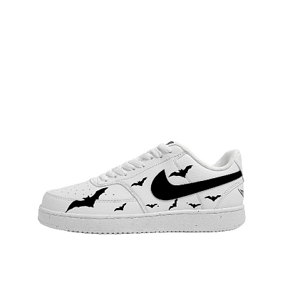 Nike Court Vision 1 Night Bats Anti Slip Wear Resistant Low Top Skateboard Shoes Men's Black White