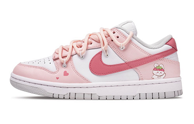 Nike Dunk Pink Dream Bunny Anti Slip Wear Resistant Low Top Skateboard Shoes Women's Pink White
