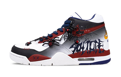 Nike Flight Legacy Dark Shadow Spider Anti-Slip Wear-Resistant Mid-Top Vintage Basketball Shoes Men's Black Red