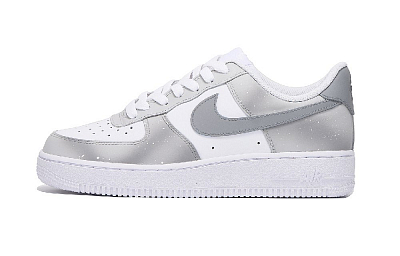 Nike Air Force 1 Coverage Slip Resistant And Abrasion Resistant Low Top Skateboard Shoes Unisex Light Gray