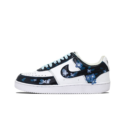 Nike Court Vision 1 Lightweight And Breathable Low Top Skateboard Shoes Men's Black White Blue