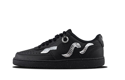 Nike Court Vision Wisdom Fruit Serpent Prosperity Anti-Slip Wear-Resistant Low-Top Skateboard Shoes Unisex Black Silver