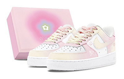 Nike Air Force 1 Air Force 1 Abrasion Resistant Low Top Skateboard Shoes Women's Yellow Pink
