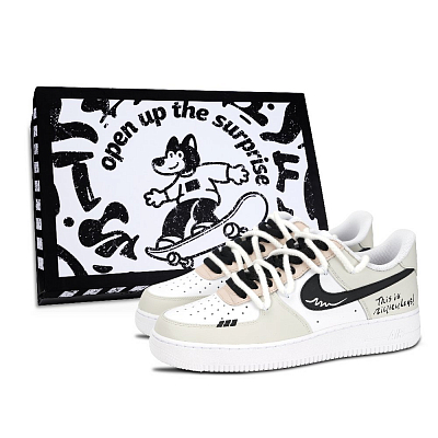 Nike Air Force 1 Low Top Skateboard Shoes Unisex Light Gray