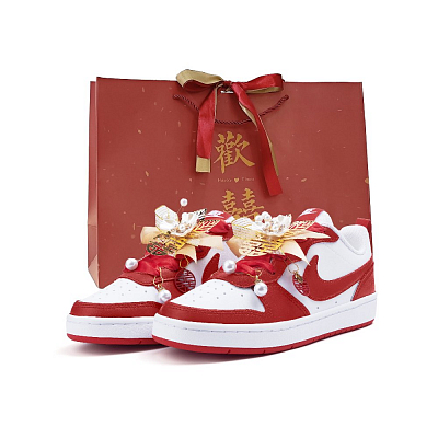Nike Court Borough 2 Cushioning, Wear Resistant Low Top Skateboard Shoes Women's Red