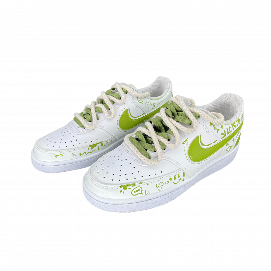 Nike Court Vision 1 Anti-Slip Wear-Resistant Low-Top Skateboard Shoes Women's White Green купить в интернет-магазине Yoocart с быстрой доставкой по России.