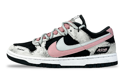 Nike Dunk Girlish Email Anti Slip Wear Resistant Low Top Skateboard Shoes Unisex Black Pink