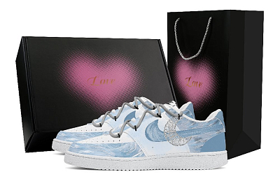 Nike Court Vision 1 Low Top Skateboard Shoes Men's Light Blue