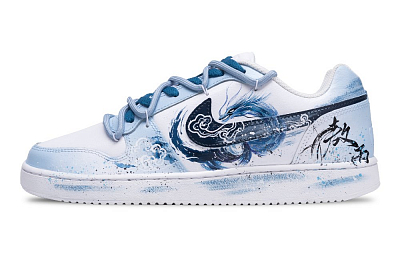 Nike EBERNON Shen Zhou Ling Zhi, Ao Bing Slip Resistant Low Top Skateboard Shoes Men's Blue White
