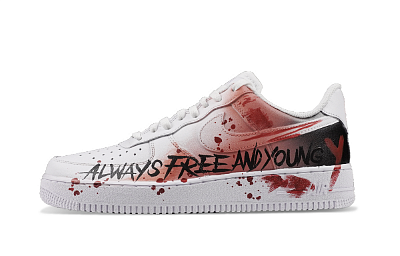 Nike Air Force 1 Wear-Resistant Low-Top Skateboard Shoes Men's White Red