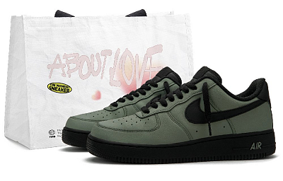 Nike Air Force 1 Green Valley Slip Resistant Low Top Skateboard Shoes Unisex Black Green