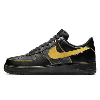 Nike Air Force 1 Anti-Slip Wear-Resistant Low-Top Skateboard Shoes Unisex Black Gold