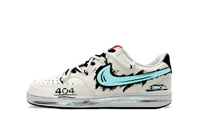 Nike Court Vision 1 Wear resistant And Lightweight Low Top Skateboard Shoes Men's White Blue