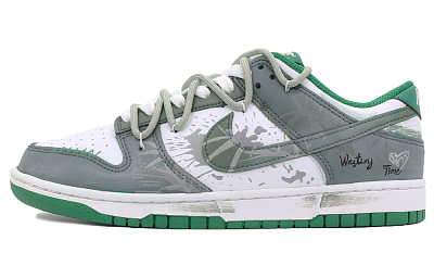 Nike Dunk Anti Slip Wear Resistant Low Top Skateboard Shoes Men's Green Gray