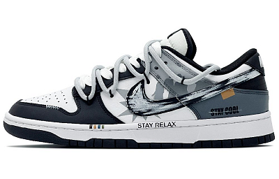 Nike Dunk Abrasion Resistant Low top Skateboard Shoes Unisex Black White Gray