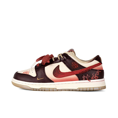 Nike Dunk Low CNY 'Year Of The Snake' LX CN Anti-Slip Wear-Resistant Low-Top Skateboard Shoes Unisex Red