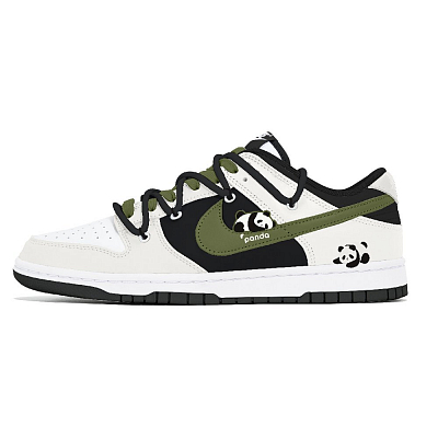 Nike Dunk Abrasion-Resistant Low-Top Skateboard Shoes Unisex Black White Green