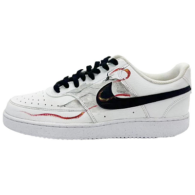 Nike Court Vision 1 Goku Anti Slip Wear Resistant Low Top Skateboard Shoes Men's White Black