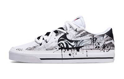 Nike Court Legacy Low Top Skateboard Shoes Men's Black White Gray