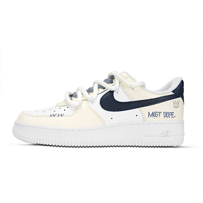 Nike Air Force 1 Air Force 1 Abrasion Resistant Slip Resistant Low Top Skateboard Shoes Unisex Yellow Blue White
