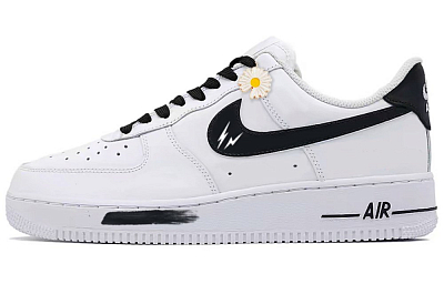Nike Air Force 1 Small Daisy Abrasion Resistant Low top Skateboard Shoes Unisex Black White