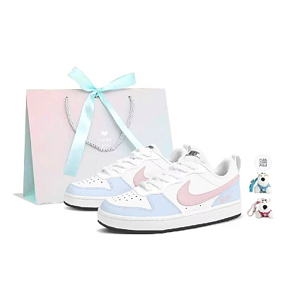 Nike Court Borough GS Sea Salt Peach, Shopping Bag Low Top Skateboard Shoes Women's Blue Pink