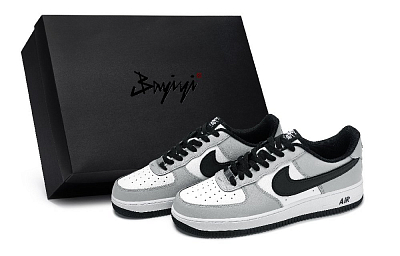 Nike Air Force 1 811 Manufacturing, Cloud Smoke Gray, Special Shoe Box Low Top Skateboard Shoes Men's Black White Gray