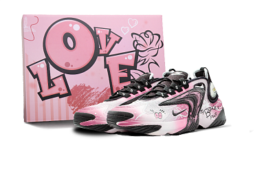 Nike Zoom 2K Shock Absorbers Slip Resistant Abrasion Resistant Breathable Mid top Running Shoes Unisex Black Pink