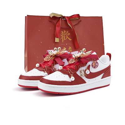 Nike Court Borough Cushioning, Wear Resistant Low Top Skateboard Shoes Women's Red