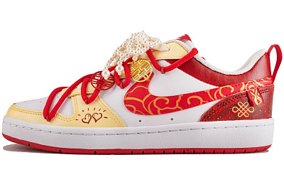 Nike Court Borough 2 Abrasion Resistant Low Top Skateboard Shoes Women's Red White