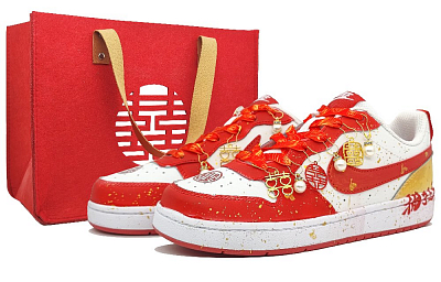 Nike Court Borough 2 Low Top Skateboard Shoes Women's Red White