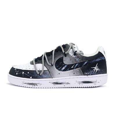 Nike Court Vision Lightweight And Breathable Low top Skateboard Shoes Men's Black White
