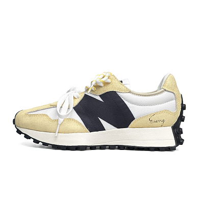 New Balance NB 327 Abrasion Resistant Low Top Casual Running Shoes Unisex White Yellow