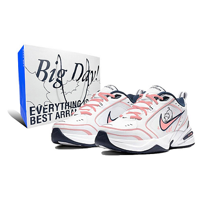 Nike Air Monarch 4 Anti-Slip Wear-Resistant Low-Top Chunky Sneakers Unisex Pink White