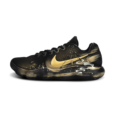 Nike Hyperdunk 2017 Golden Age Cushioning, Wear Resistant Low Top Basketball Shoes Men's Black Gold