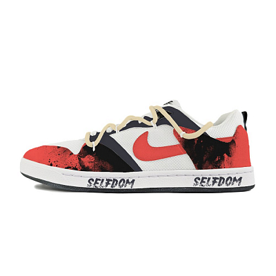 Nike SB Alleyoop Abrasion Resistant Low Top Skateboard Shoes Men's White Black Red
