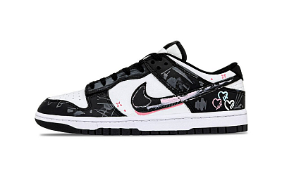 Nike Dunk Vinyl Deeply In Love Abrasion Resistant Balance Breathable Low Top Skateboard Shoes Unisex Black White