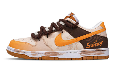 Nike Dunk Low Top Skateboard Shoes Unisex Yellow Brown