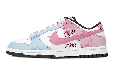Nike Dunk Anti Slip Wear Resistant Low Top Skateboard Shoes Unisex Blue Pink White