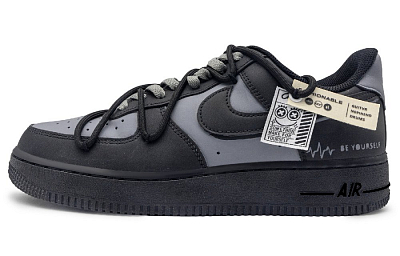 Nike Air Force 1 Anti-Slip Wear-Resistant Low-Top Skateboard Shoes Women's Black Gray